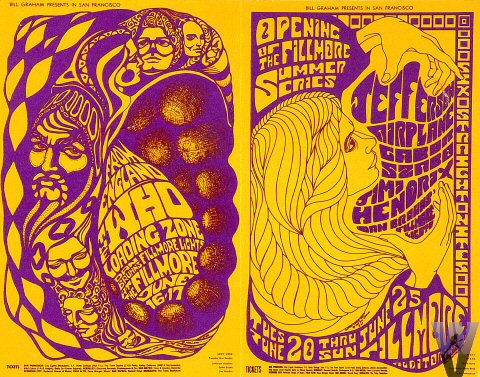 Affiche Jefferson Airplane Le Jefferson Airplane promu par Bill Graham. Affiche originale.