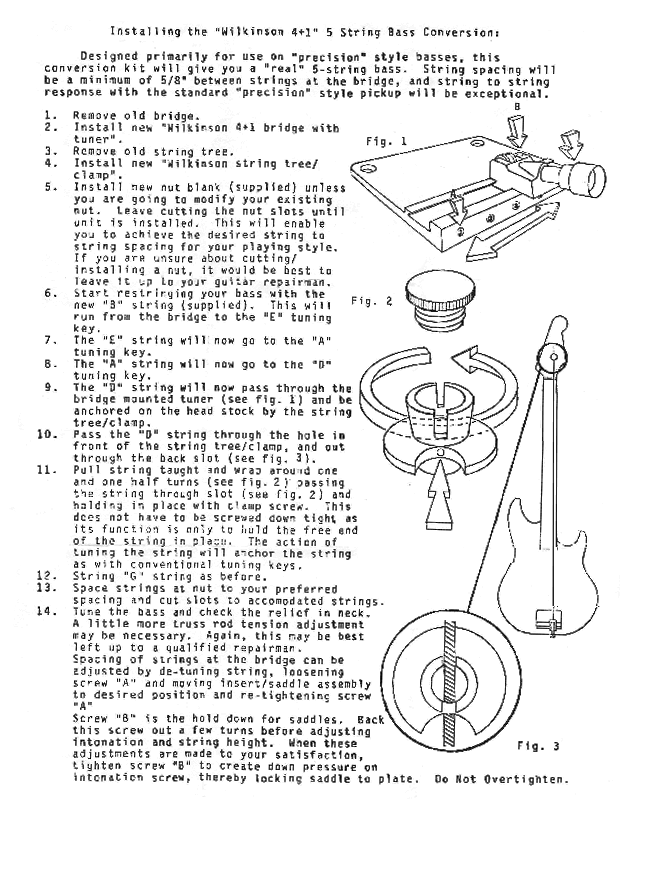 Wilkinson kit 4+1 corde : guide d'installation